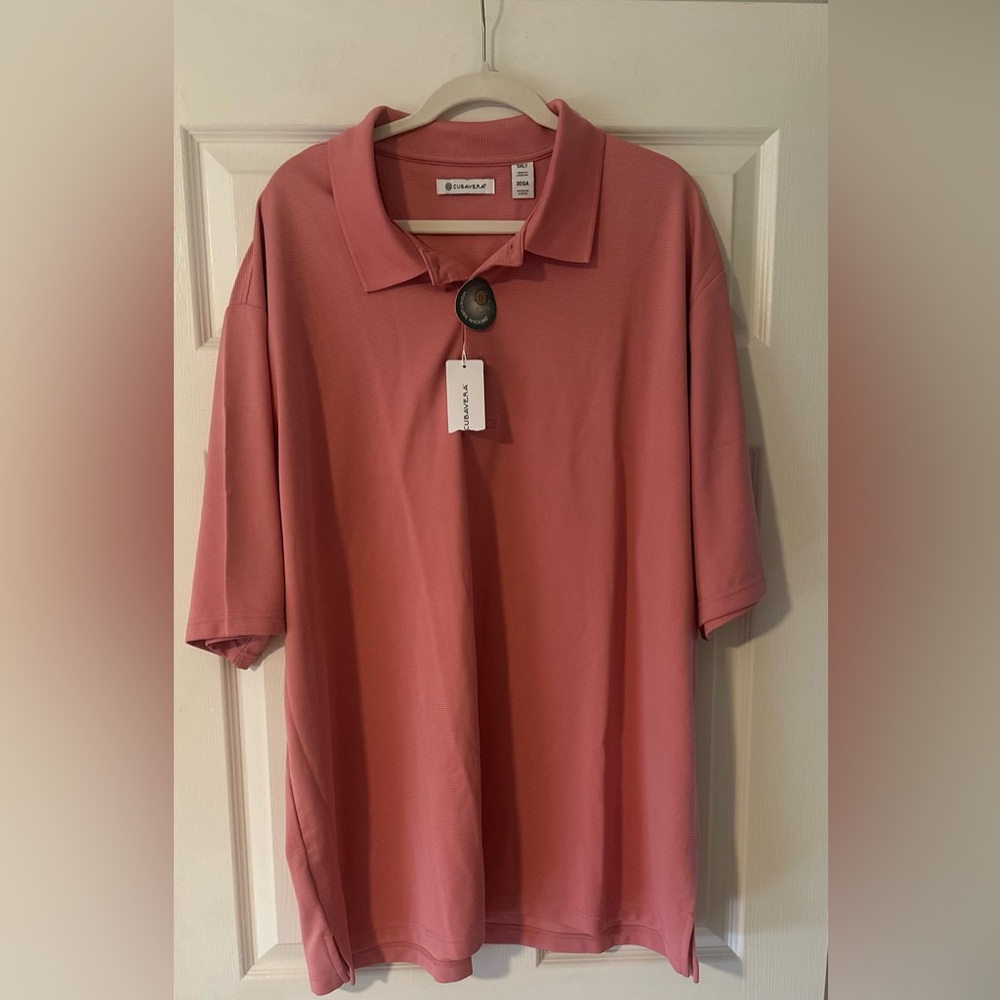 NWT Men’s Big & Tall Cubavera Salmon Pink Moisture Wicking Performance Polo 3XLT
